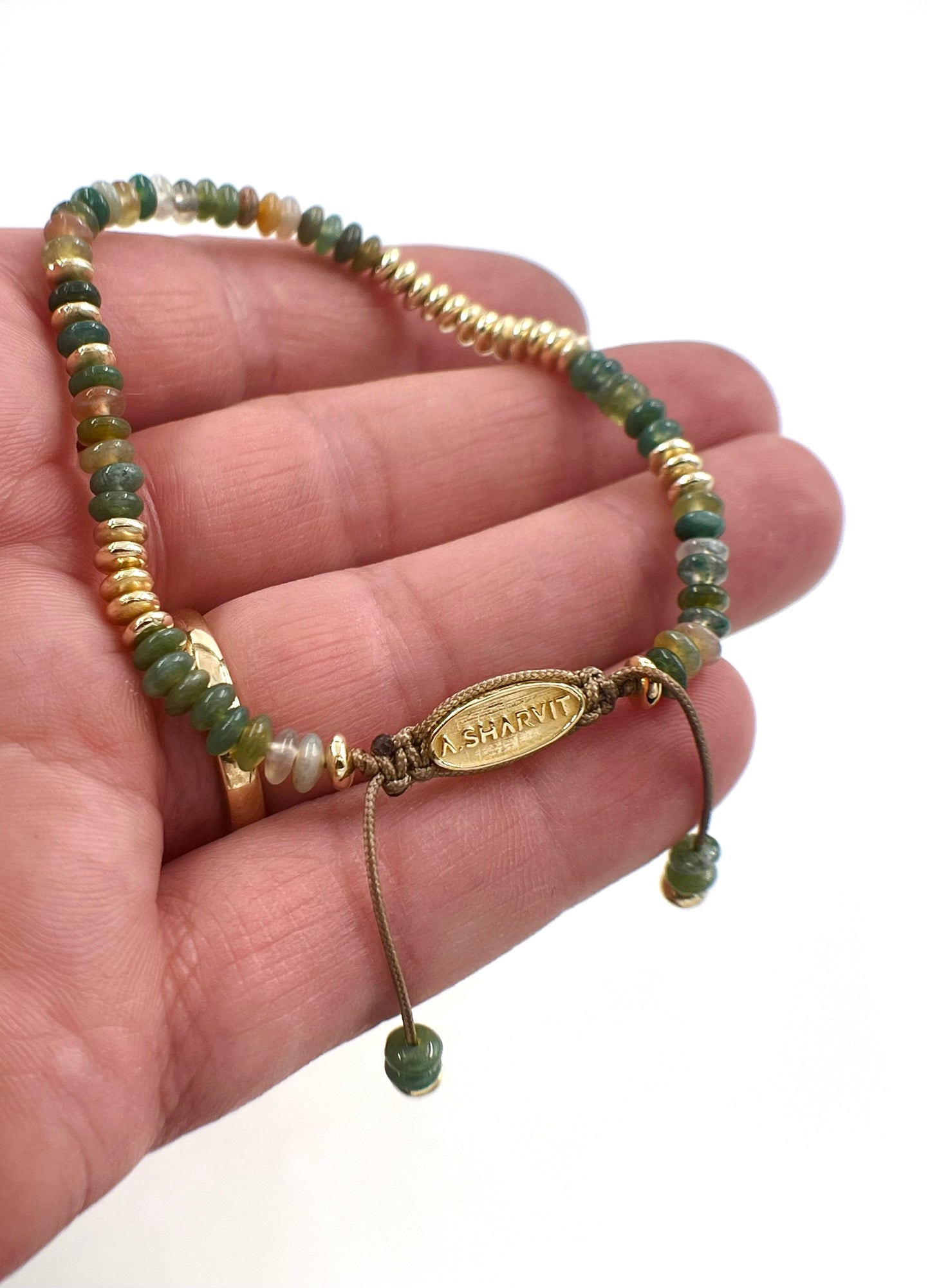 14K Solid Gold Bead Bracelet with Mixed Gemstones