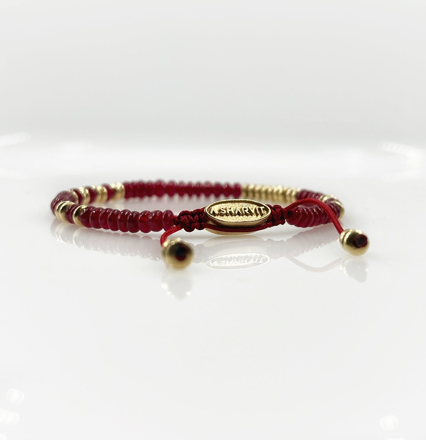 The 4mm Ruby & Gold Beaded Bracelet
