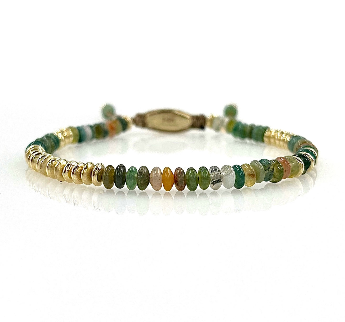14K Solid Gold Bead Bracelet with Mixed Gemstones