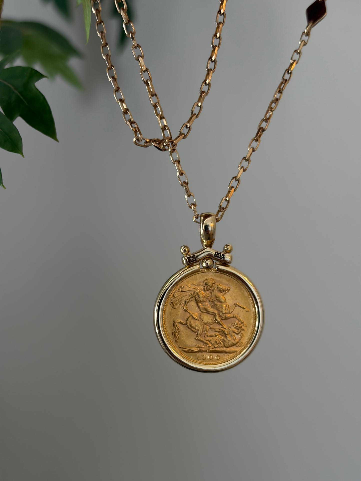 22K Gold Sovereign Coin Necklace - 14K Gold Chain - Vintage Coin Pendant - Handmade Fine Jewelry