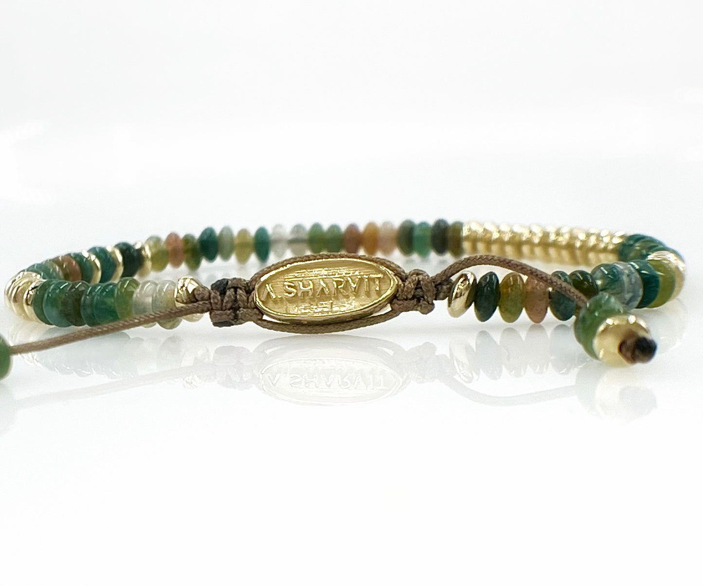 14K Solid Gold Bead Bracelet with Mixed Gemstones