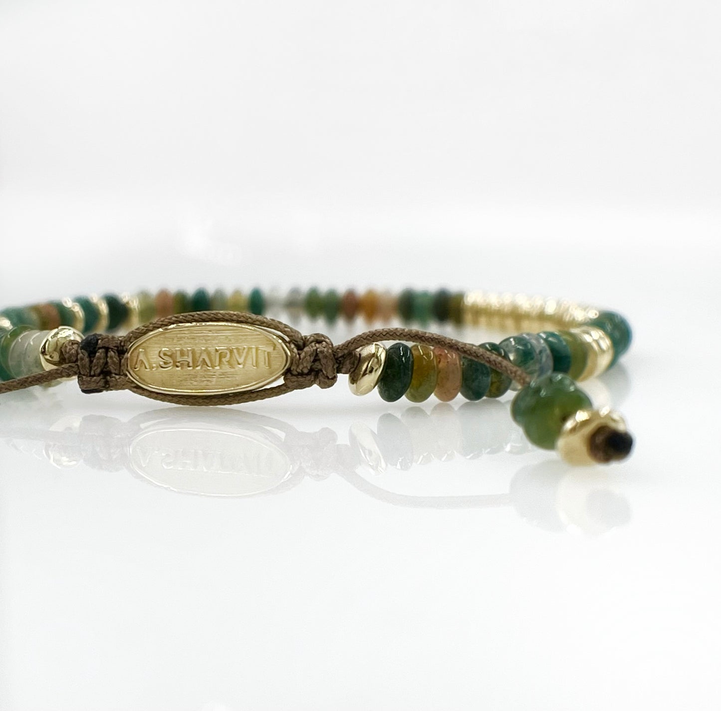 14K Solid Gold Bead Bracelet with Mixed Gemstones