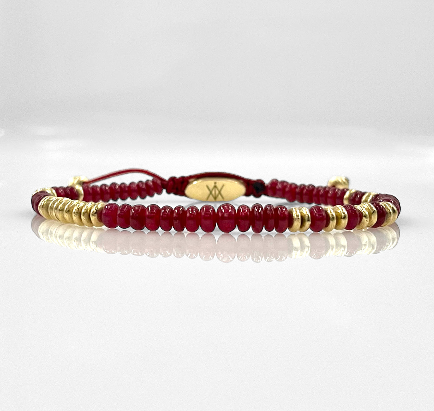 The 4mm Ruby & Gold Beaded Bracelet