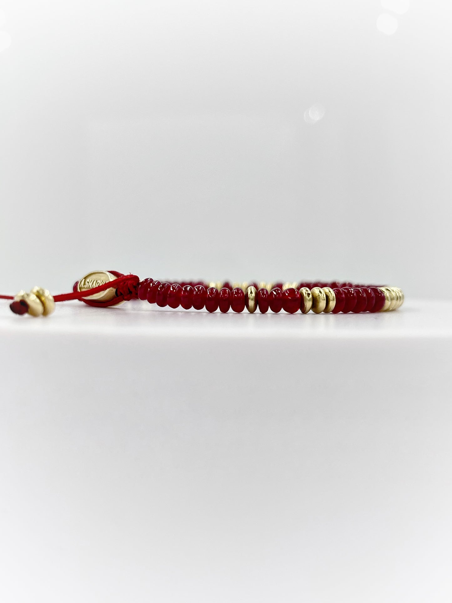 The 4mm Ruby & Gold Beaded Bracelet