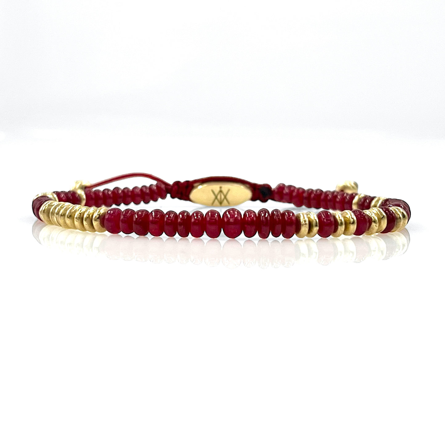 The 4mm Ruby & Gold Beaded Bracelet
