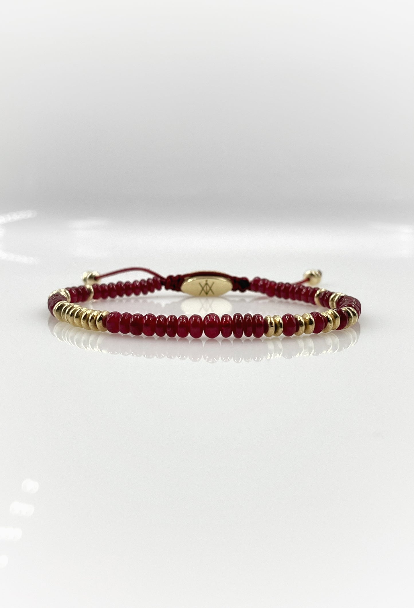 The 4mm Ruby & Gold Beaded Bracelet