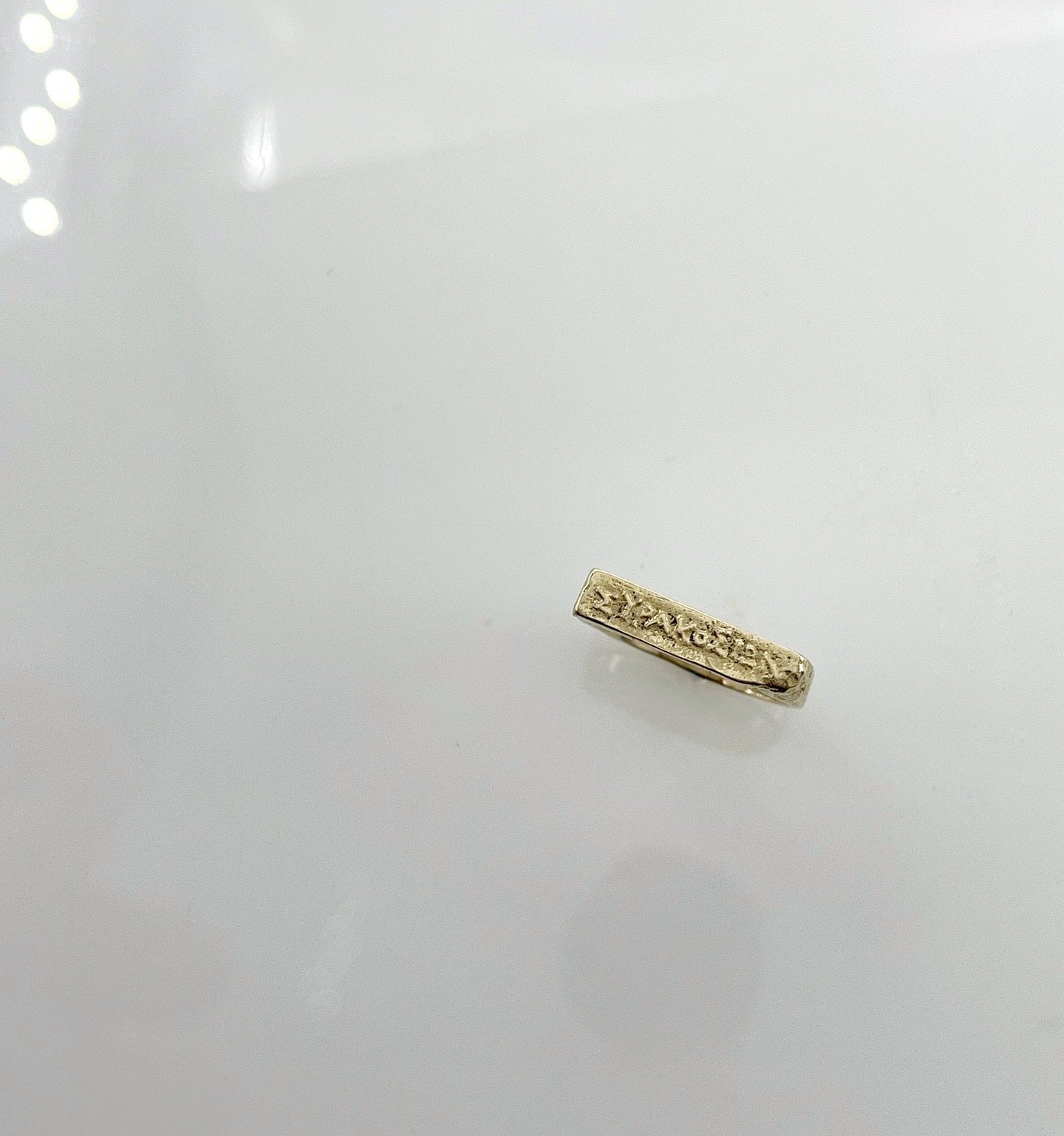 14K Solid Gold Raw Texture Square Ring – Handcrafted Minimalist Statement Piece