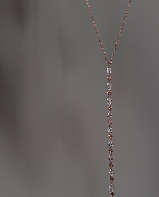 Y Necklace with Marquise Cut Lab Grown Diamonds - 14K Gold