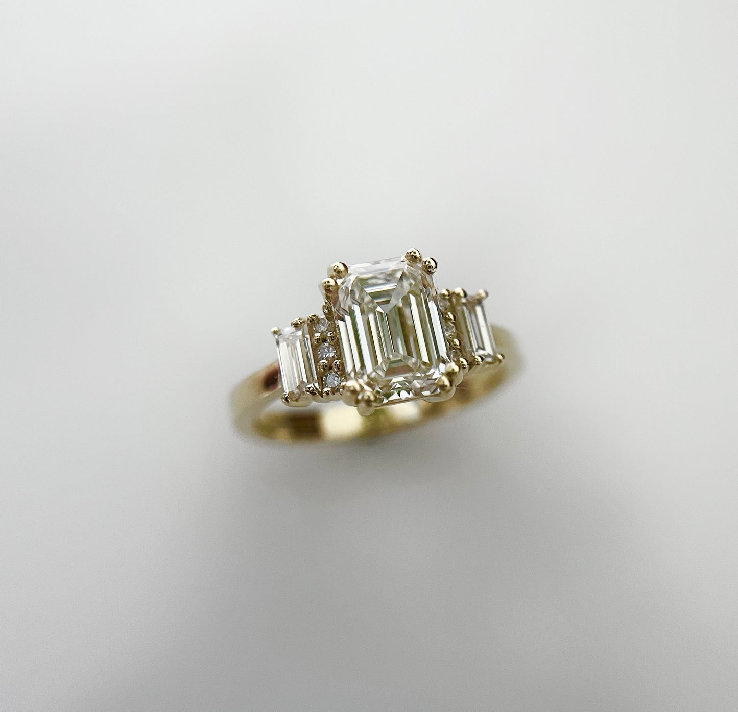 Emerald Cut Lab Diamond Ring in 14K Solid Gold – Vintage-Inspired Engagement Ring