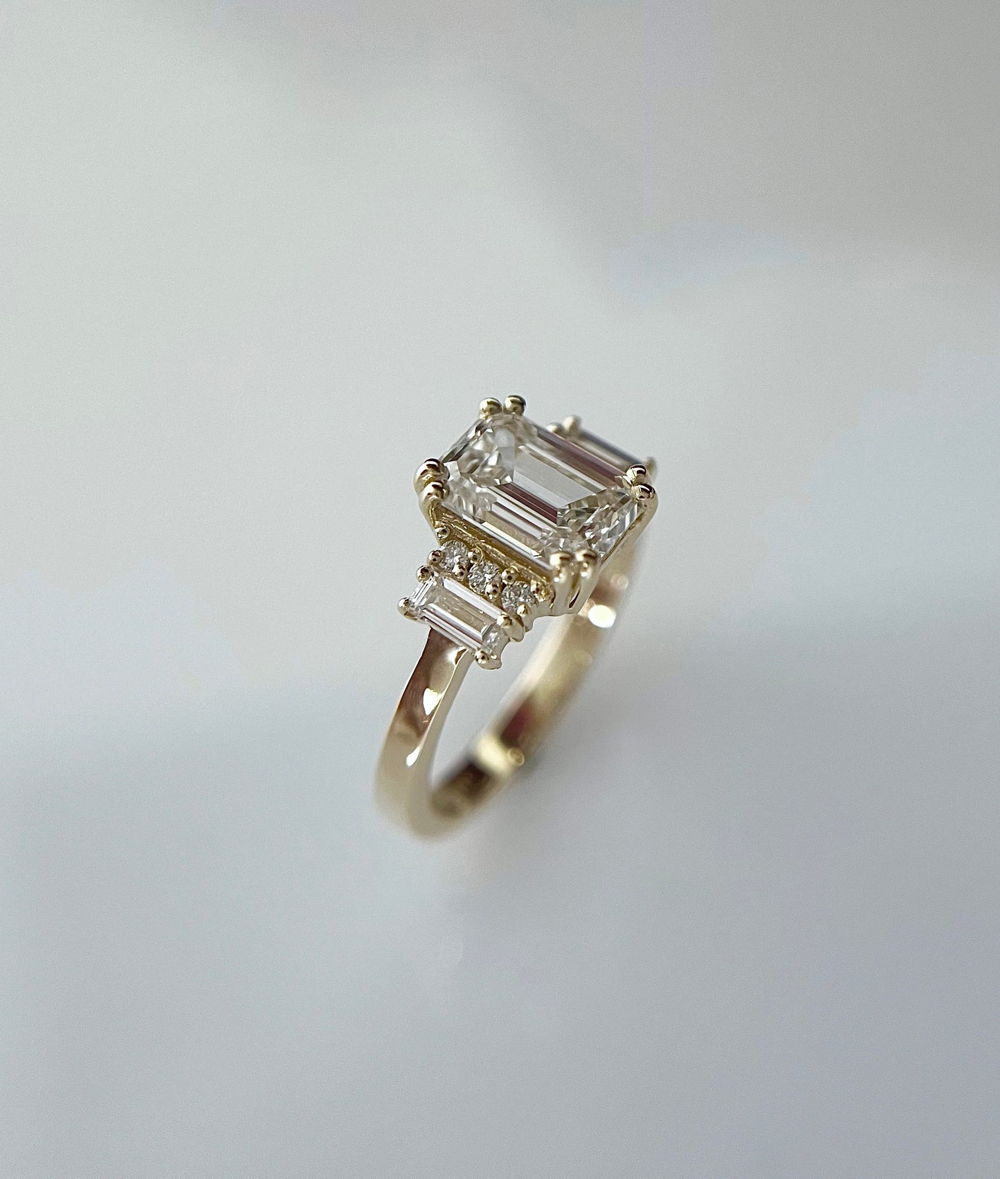 Emerald Cut Lab Diamond Ring in 14K Solid Gold – Vintage-Inspired Engagement Ring
