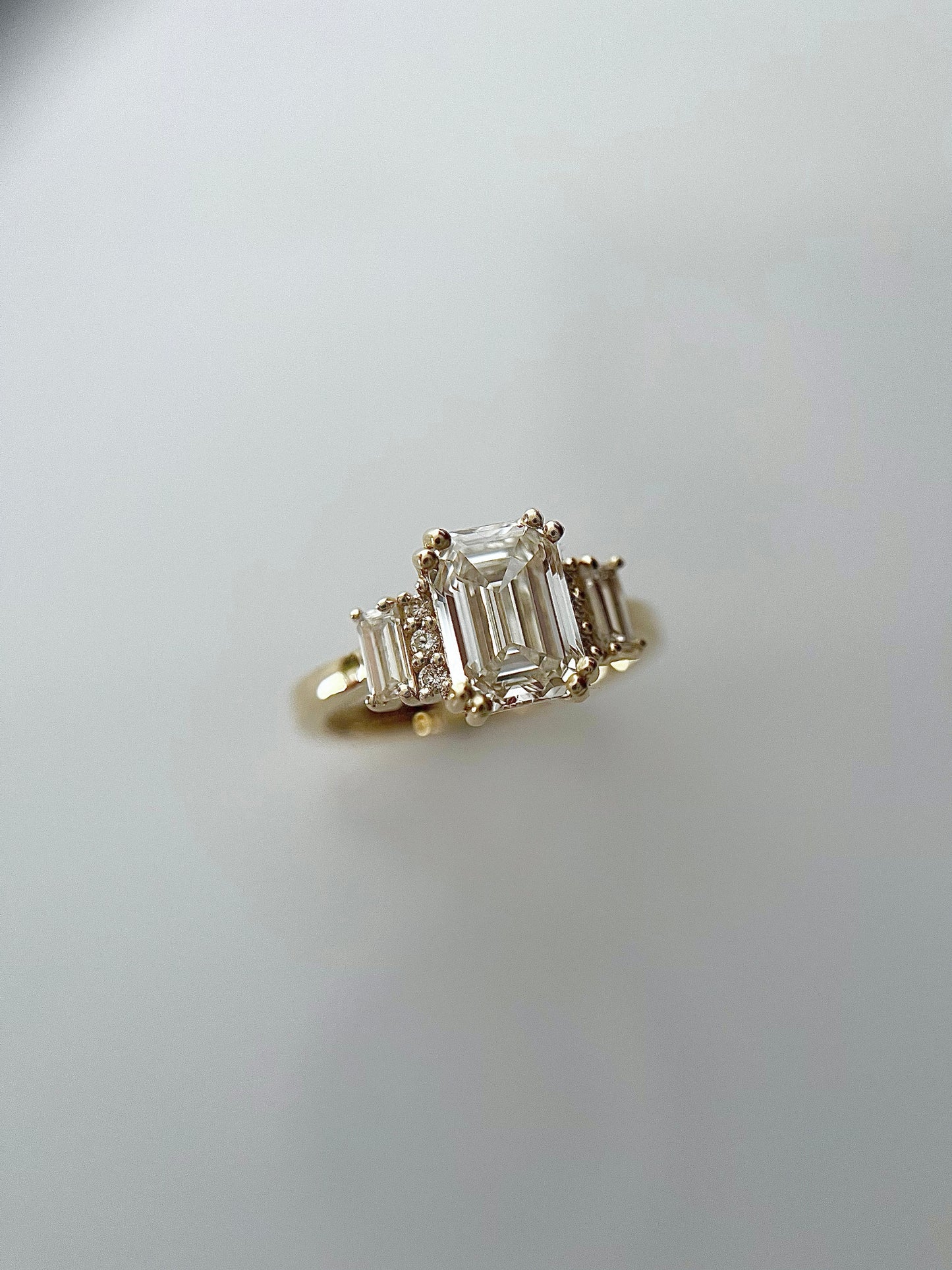 Emerald Cut Lab Diamond Ring in 14K Solid Gold – Vintage-Inspired Engagement Ring