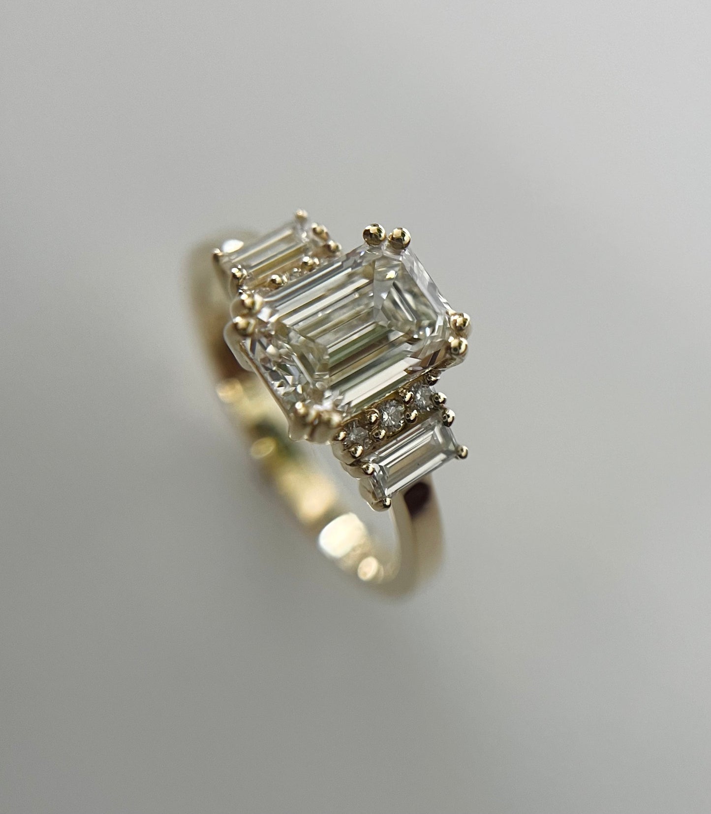 Emerald Cut Lab Diamond Ring in 14K Solid Gold – Vintage-Inspired Engagement Ring
