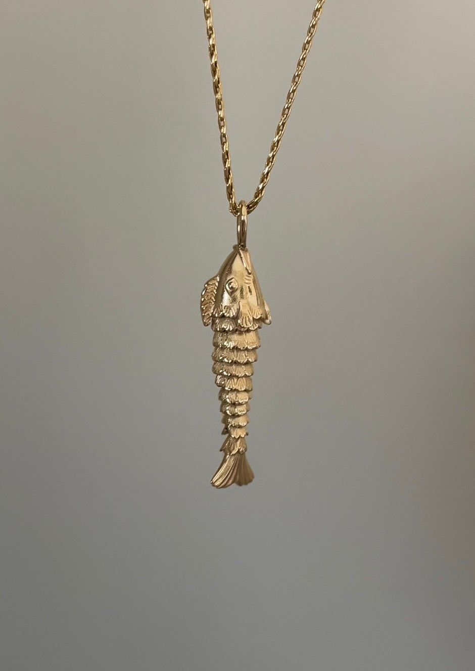 14k Solid Gold Articulated Fish Necklace - Handmade Vintage-Inspired Moving Pendant