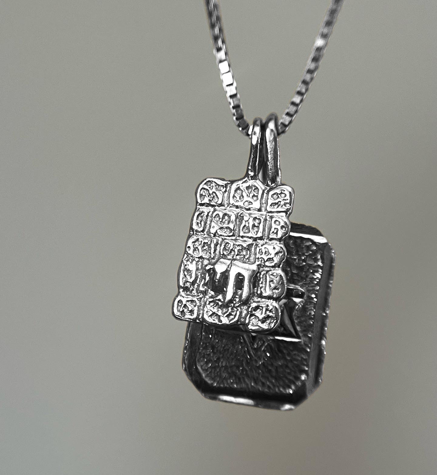 Chai on the western wall & star of david sterling silver necklace