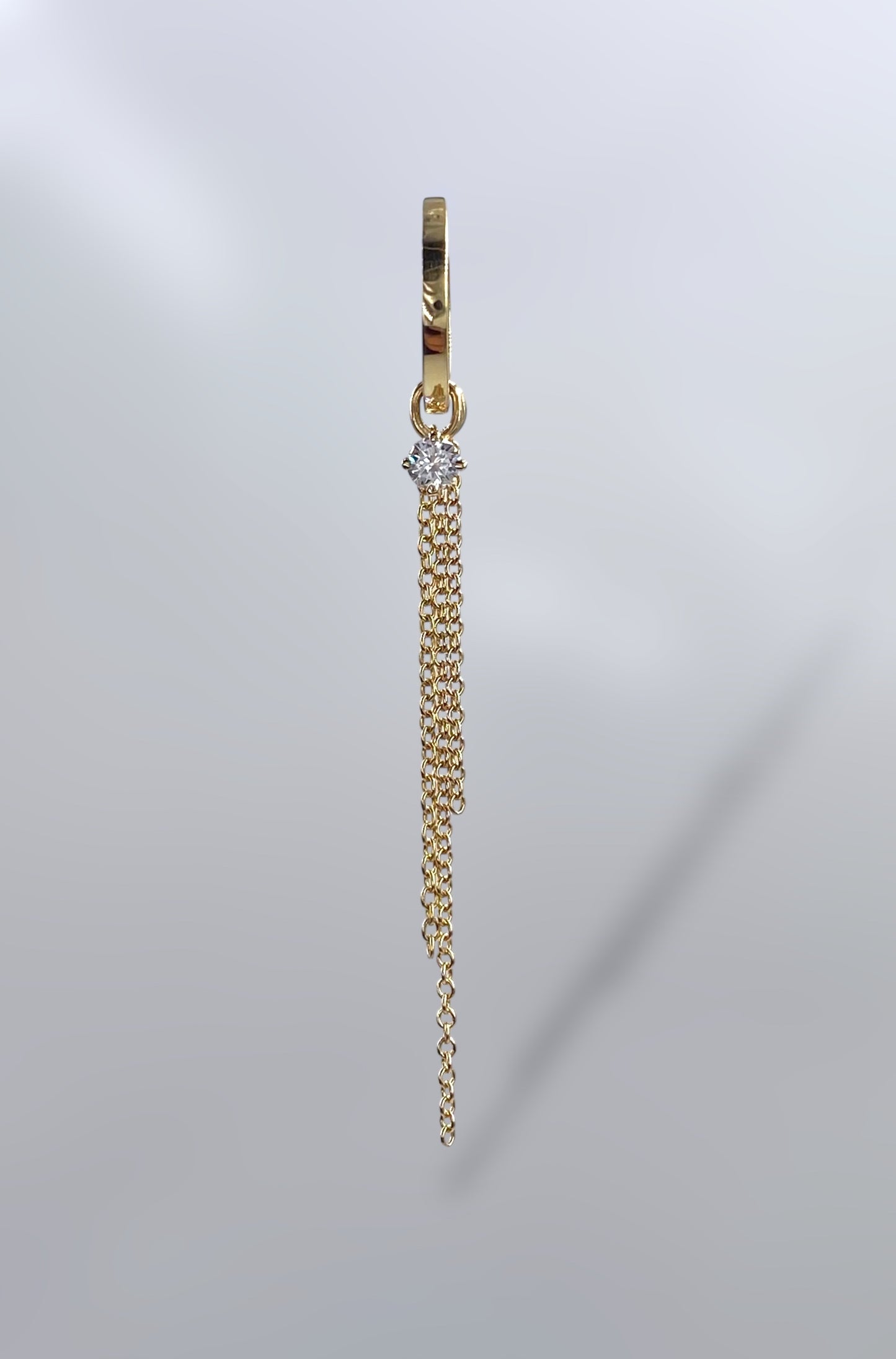 14k Solid Gold Diamond Drop Earring with Dangle Chains – 0.1ct Natural Diamond