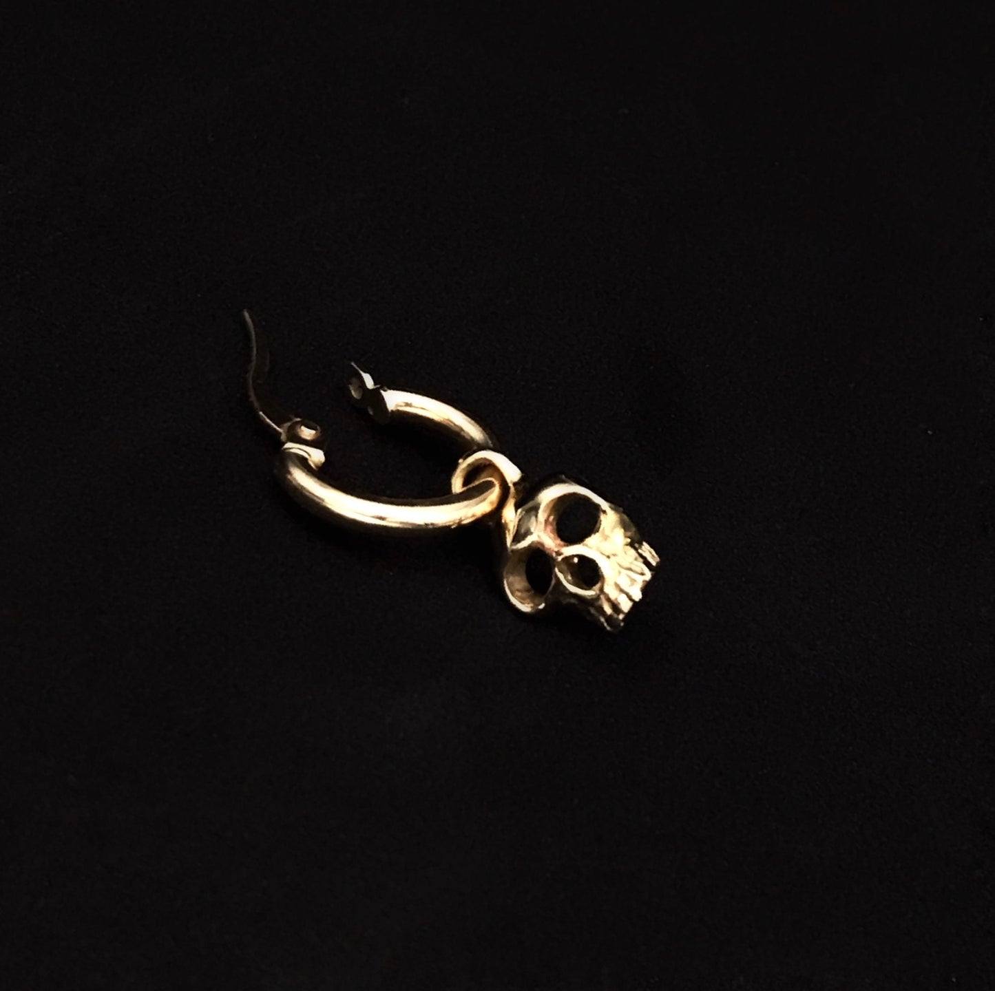 14k Gold Skull Hoop Earring