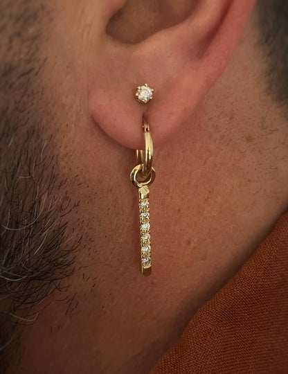 14K Gold Diamond Drop Earrings – Unisex Minimalist Dangle Earrings for Everyday Style