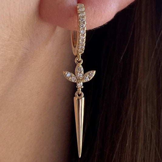 14K Gold Diamond Drop Earrings – Elegant Dangle Earrings for Women