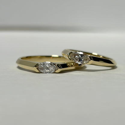 Handcrafted 14K gold ring featuring a 6x3 mm marquise-cut lab-grown diamond. A minimalist, elegant, and timeless design perfect for everyday wear.