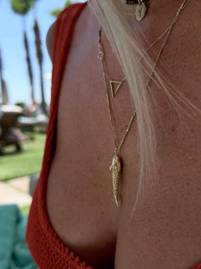 14k Solid Gold Articulated Fish Necklace - Handmade Vintage-Inspired Moving Pendant