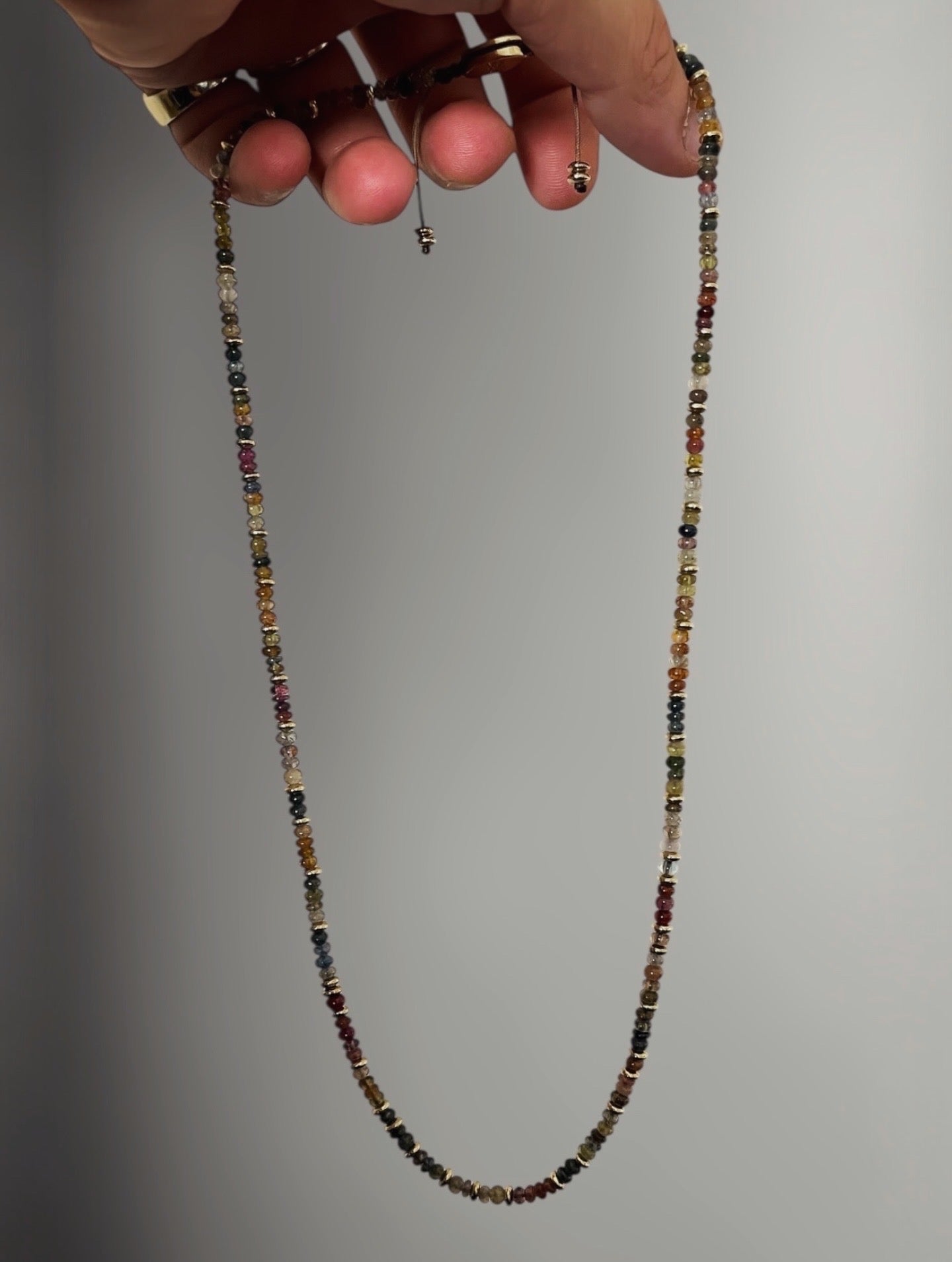 Natural Sapphire & Mixed Gemstone Beaded Necklaces – 14K Solid Gold Accents