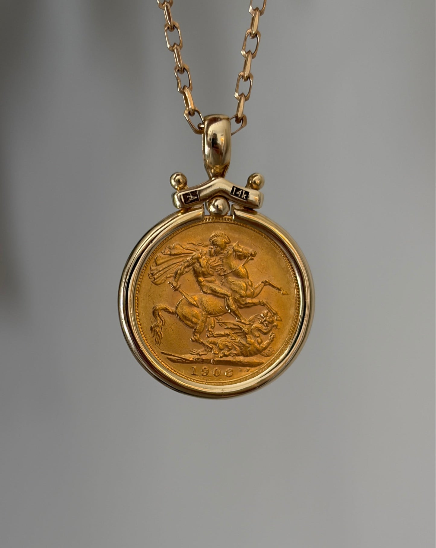 22K Gold Sovereign Coin Necklace - 14K Gold Chain - Vintage Coin Pendant - Handmade Fine Jewelry