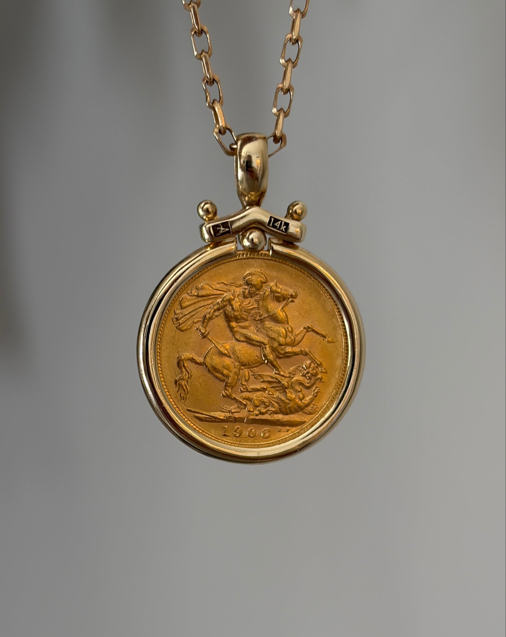 22K Gold Sovereign Coin Necklace - 14K Gold Chain - Vintage Coin Pendant - Handmade Fine Jewelry