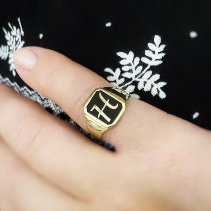 Initial Signet Pinky Ring