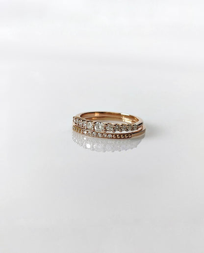 14k Rose Gold Diamond Ring Stacking Set