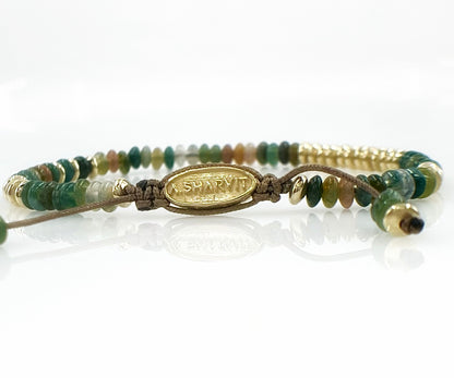 Solid Gold Bead Bracelet with Mixed Gemstones