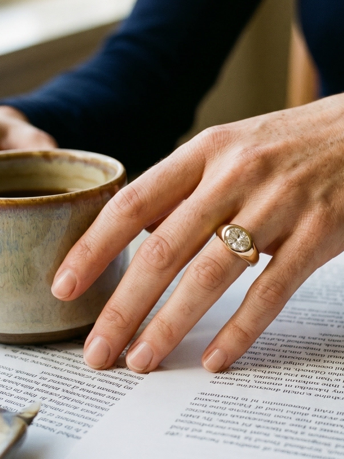 1.5 Carat Oval Lab Diamond Ring in 14K Gold - Handmade Engagement Ring