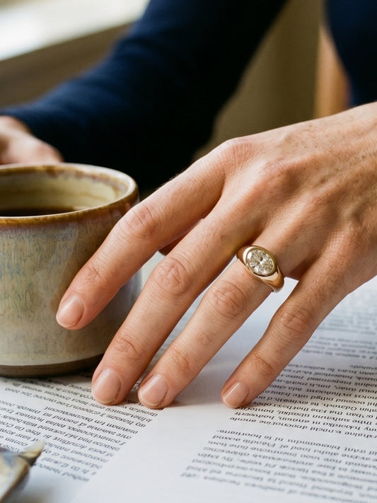 1.5 Carat Oval Lab Diamond Ring in 14K Gold - Handmade Engagement Ring