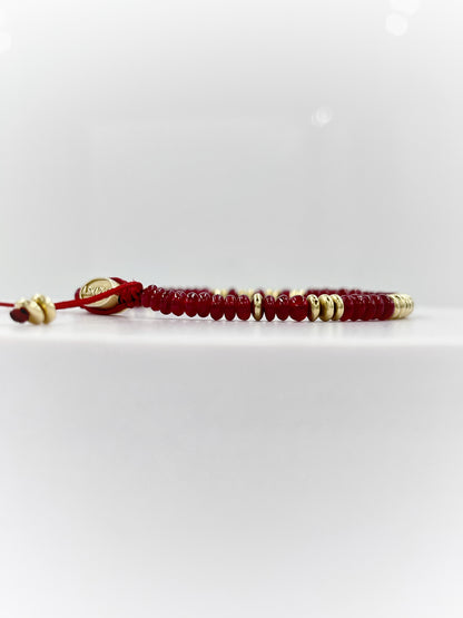 The 4mm Ruby & Gold Beaded Bracelet