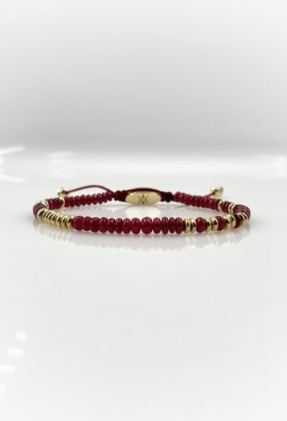 The 4mm Ruby & Gold Beaded Bracelet