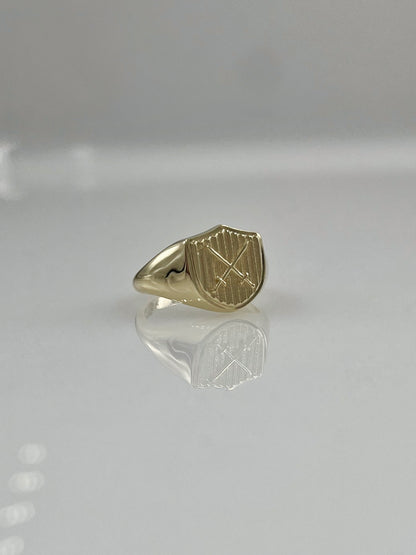 14K Solid Gold Shield Pinky Ring