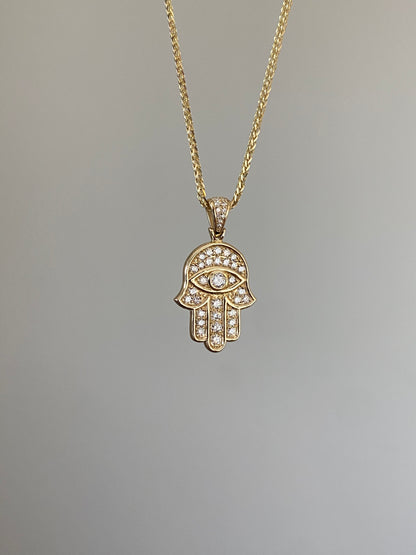 Hamsa Hand Diamond Necklace | 1.05ct Lab Grown Diamonds | 14K Gold Pendant