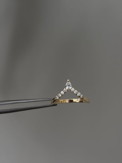 V Pear Diamond Ring
