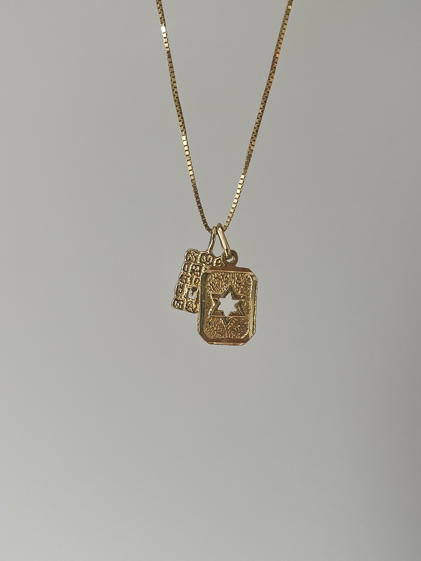 Chai on the western wall & star of david 14k Gold Necklace