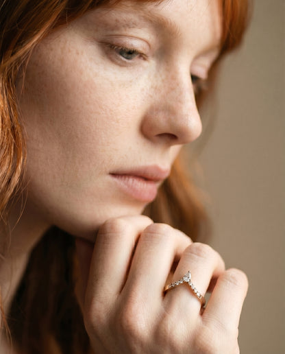 V Pear Diamond Ring