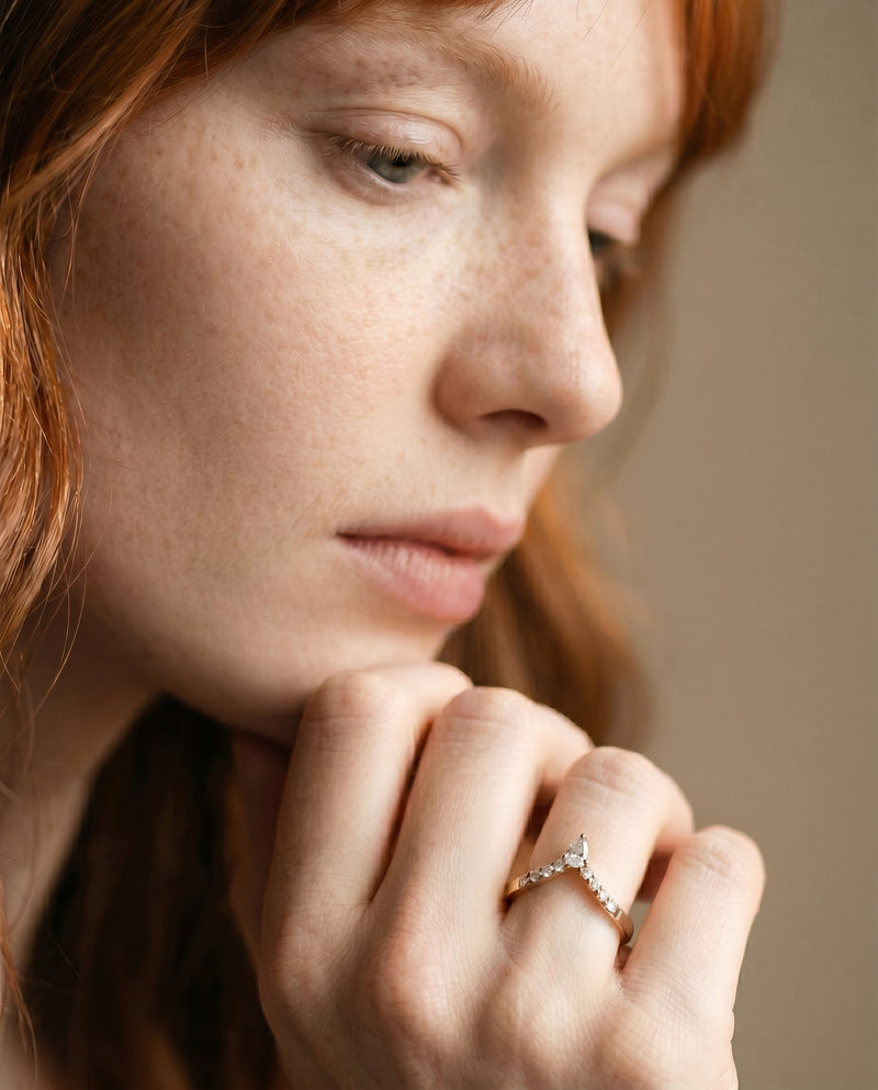 V Pear Diamond Ring