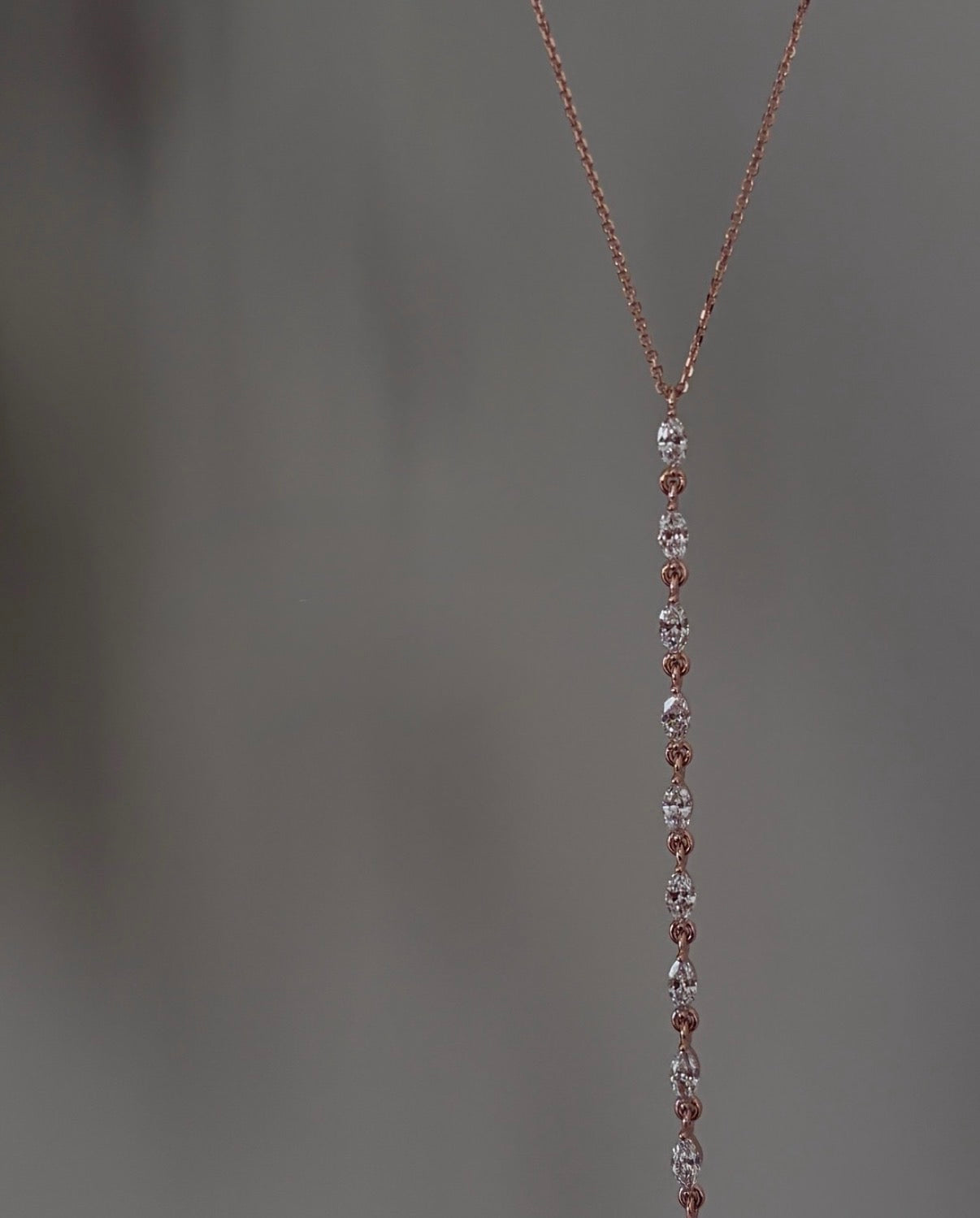 Y Necklace with Marquise Cut Lab Grown Diamonds - 14K Gold