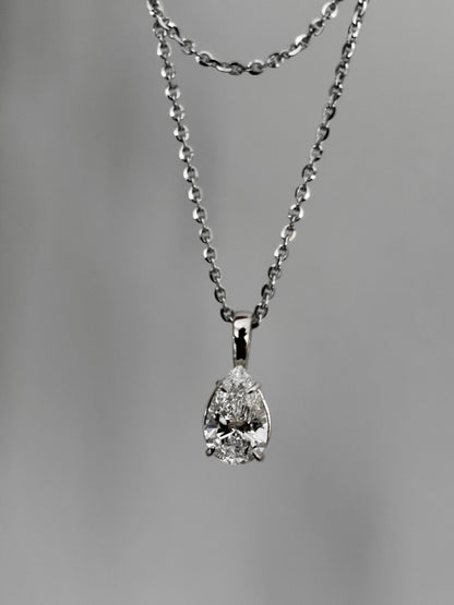 Double Diamond Necklace - Pear Cut Diamond Choker Necklace in 14K Gold