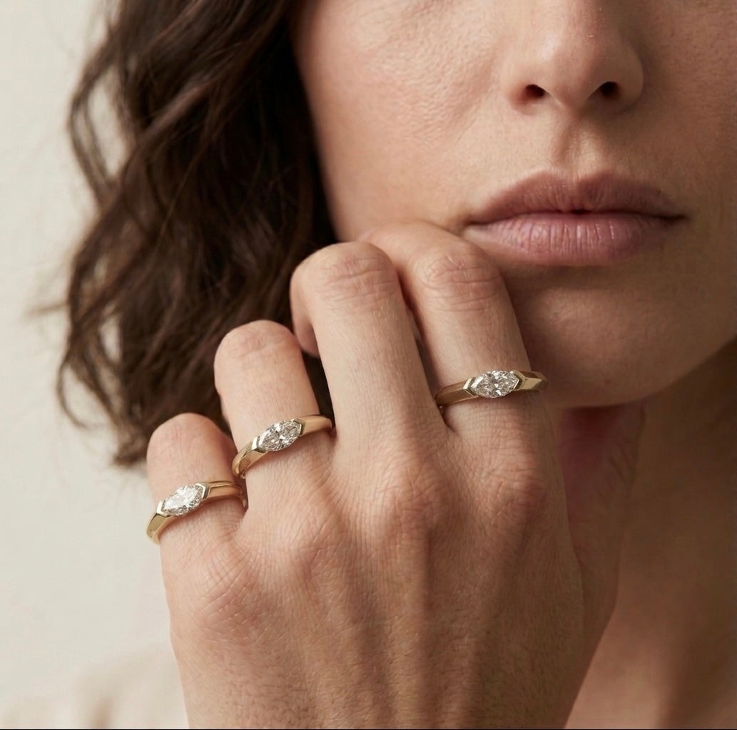 Marquise Diamond Ring in 14K Gold