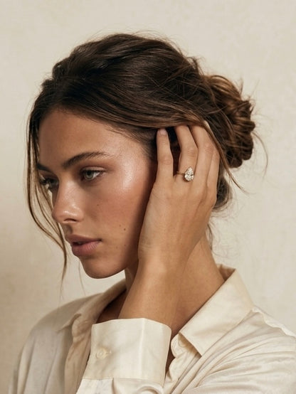 Pear Cut Lab Diamond Ring in 14K Gold - Custom Carat Sizes