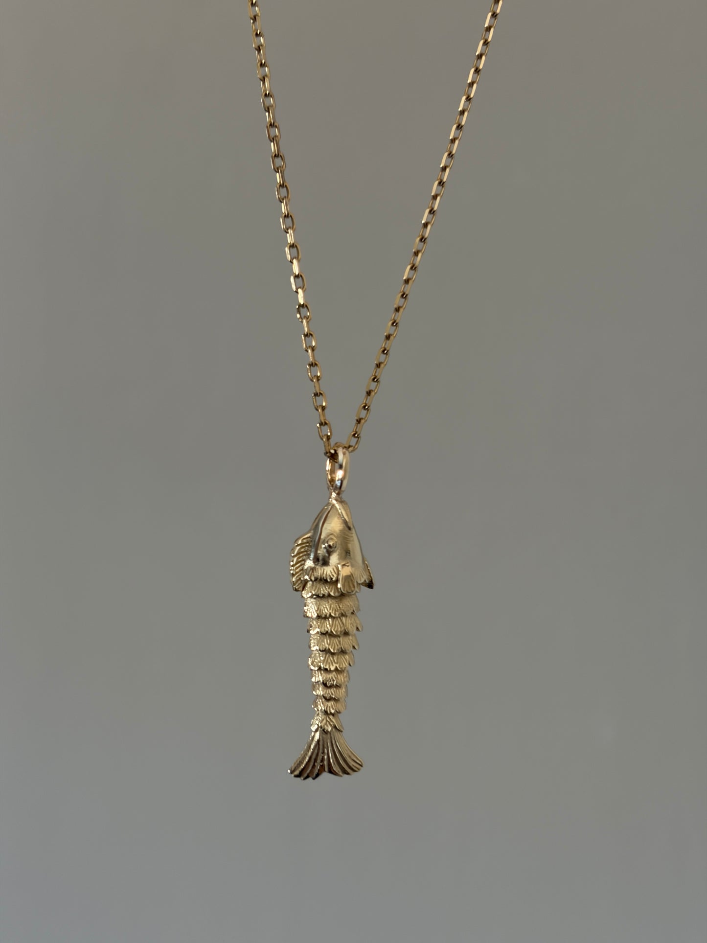 14k Solid Gold Articulated Fish Necklace - Handmade Vintage-Inspired Moving Pendant