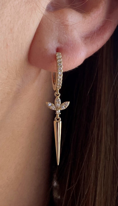 14K Gold Diamond Drop Earrings – Elegant Dangle Earrings for Women