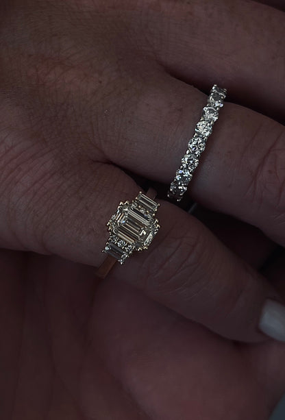 Emerald Cut Lab Diamond Ring in 14K Solid Gold – Vintage-Inspired Engagement Ring