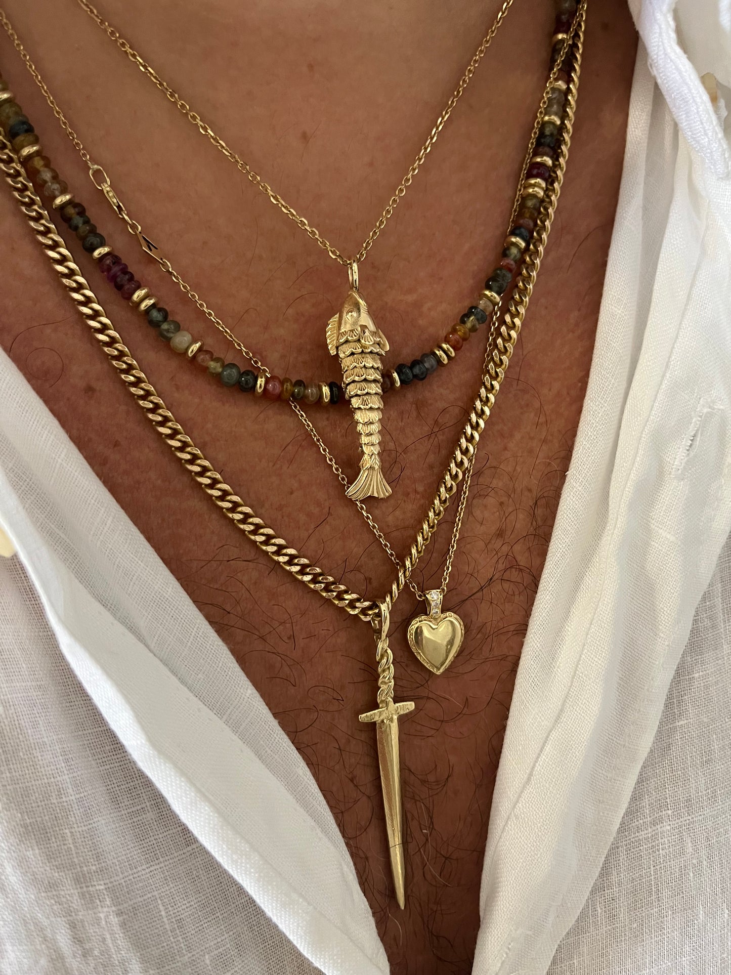 14k Solid Gold Articulated Fish Necklace - Handmade Vintage-Inspired Moving Pendant