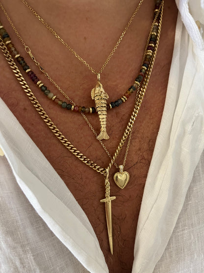 14k Solid Gold Articulated Fish Necklace - Handmade Vintage-Inspired Moving Pendant