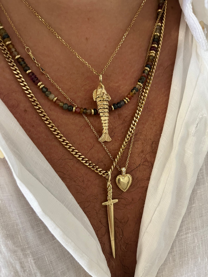 14k Solid Gold Articulated Fish Necklace - Handmade Vintage-Inspired Moving Pendant